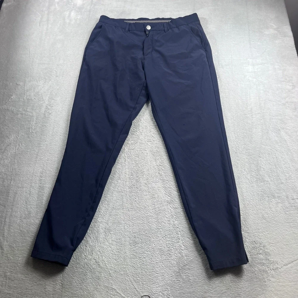 Primo Golf Joggers Men 34 Regular Navy Blue Tapered Performance Pants Zipper Hem